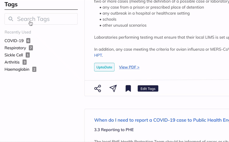 Searching tags and removing a bookmark