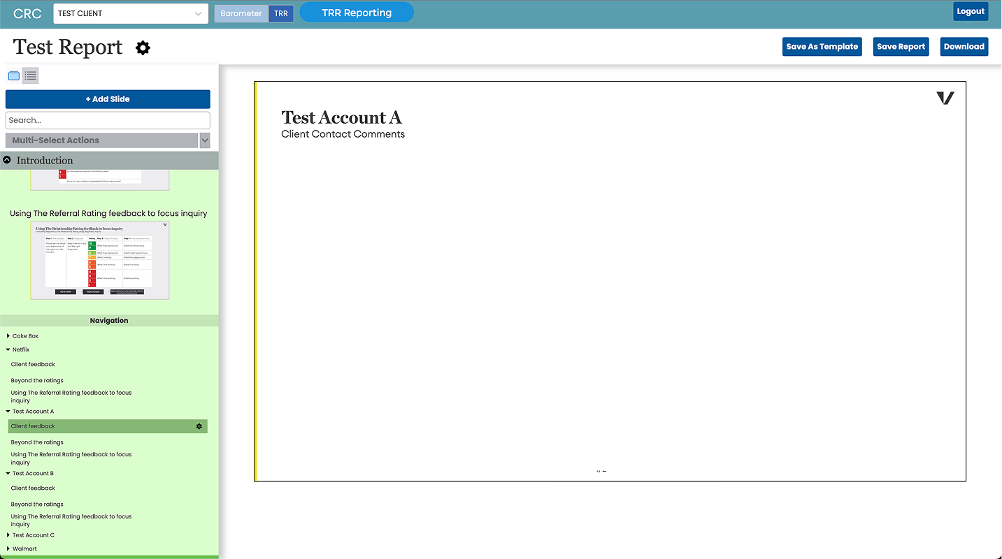 The problem before the fix: blank Multi-Level Analysis slides for accounts with no response data